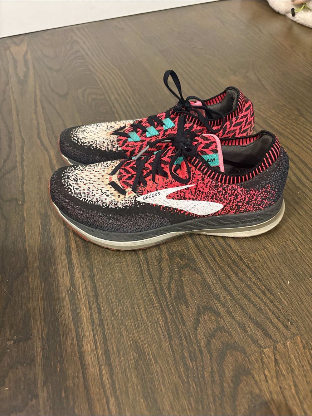 Brooks Women’s  Black, Pink and Teal Knit Running Sneakers